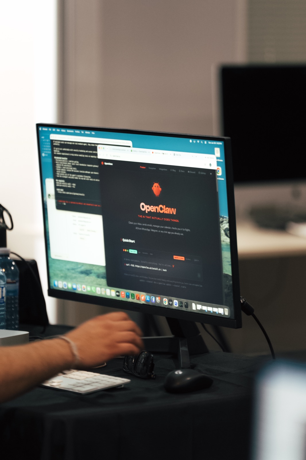 OpenClaw running live on a workshop screen